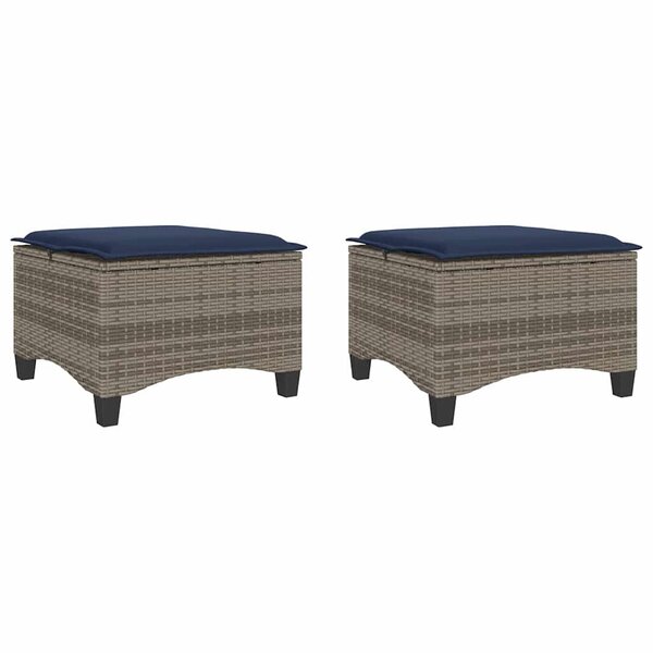 vidaXL Tabourets jardin coussins 2 Pièces gris 55x55x36 cm résine tressée
