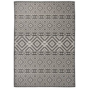 vidaXL Tapis à tissage plat d'extérieur 120x170 cm Rayures noires