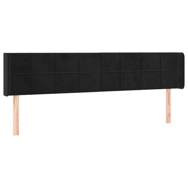 vidaXL Tête de lit avec oreilles Noir 203x16x78/88 cm Velours