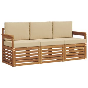 vidaXL Ensembles de canapés avec coussin 3 Pièces Naturel et Beige