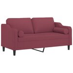 vidaXL Canapé 2 places avec oreillers bordeaux 140 cm tissu