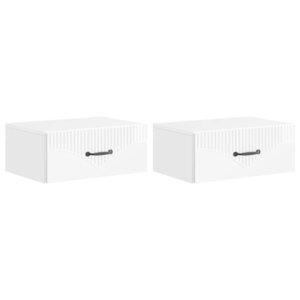 vidaXL Cabinet de chevet mural 2 Pièces Blanc brillant 49 x 34 5 x 20 cm