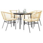 vidaXL Ensemble à manger jardin coussins 5Pièces marron poly rotin verre