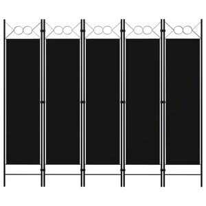 vidaXL Cloison de séparation 5 panneaux Noir 200x180 cm