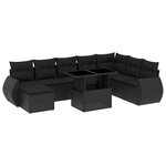 vidaXL Salon de jardin 9 Pièces avec coussins noir résine tressée
