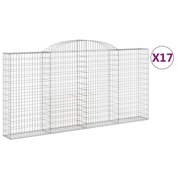vidaXL Paniers à gabions arqués 17 Pièces 300x30x140/160 cm fer galvanisé
