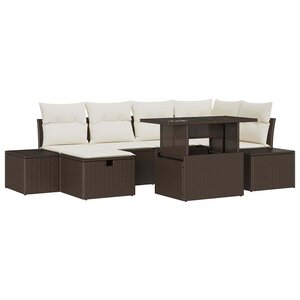vidaXL Ensemble de canapé de jardin 7 Pièces Marron Poly rotin