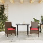 vidaXL Chaises de jardin avec coussins lot de 2 marron résine tressée