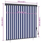 vidaXL Store roulant d'extérieur 160x250 cm Bleu et blanc