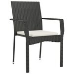 vidaXL Ensemble de Salle à Manger de Jardin 5 Pièces avec Coussins Noir Poly Rotin