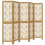 vidaXL Cloison de séparation 5 panneaux marron bois paulownia massif