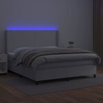 vidaXL Sommier à lattes de lit matelas LED Blanc 160x200 cm Similicuir