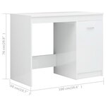 Bureau table poste de travail meuble d'ordinateur informatique étude brillant 140 x 50 x 76 cm bois d’ingénierie blanc 02_0023548