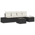 vidaXL Ensemble de canapés de jardin 6 pièces avec coussins Noir Poly Rattan