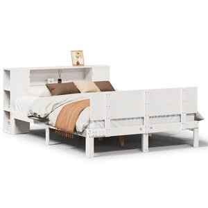 vidaXL Lit bibliothèque sans matelas blanc 150x200 cm bois pin massif