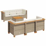 vidaXL Salon de jardin avec coussins 7 Pièces beige résine tressée