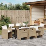 vidaXL Ensemble de salle à manger pour jardin 9 Pièces Beige polyrotin