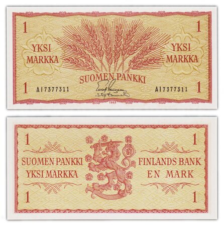 Billet de collection 1 markka 1963 finlande - neuf - p98