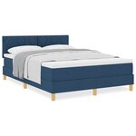 vidaXL Lit boxspring avec matelas avec matelas Bleu 140 x 200 cm tissu