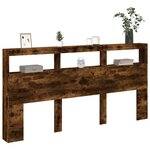 vidaXL Armoire tête de lit avec LED chêne fumé 200x17x102 cm