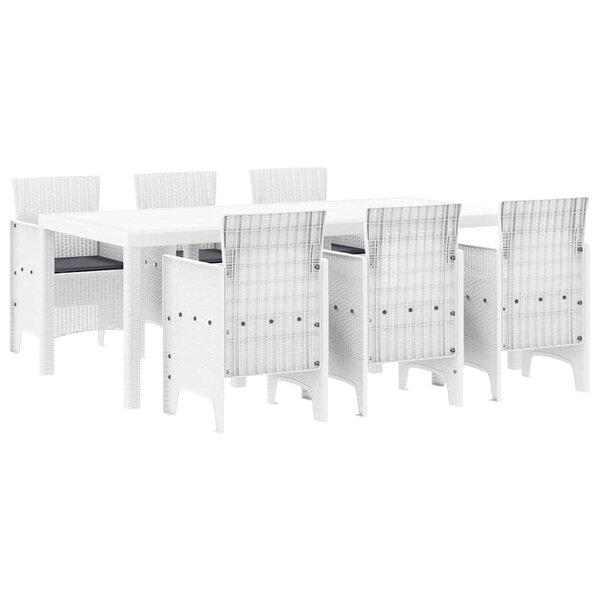 vidaXL Ensemble de salle à manger pour jardin 7 Pièces Blanc Rattan Polt