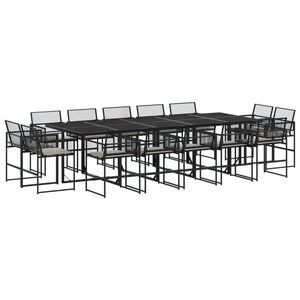 vidaXL Ensemble à manger de jardin 15 Pièces coussins noir résine tressée