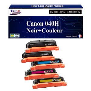 T3AZUR -Lot de 5 Toners compatibles avec Canon 040 H pour Canon LBP-710Cx  LBP-712Cdn  LBP-712Cx