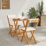 vidaXL Ensemble Bistro Pliable 3 Pièces avec Coussins en Bois d'Acacia Solide