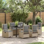 vidaXL Ensemble de salle à manger pour jardin 7 Pièces Beige polyrotin