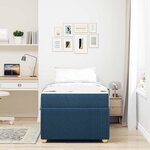 vidaXL Cadre de lit avec matelas Bleu 90 x 190 cm tissu