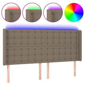 vidaXL Tête de lit à LED Taupe 163x16x118/128 cm Tissu