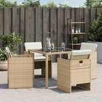 vidaXL Chaises de jardin avec coussins lot de 4 beige résine tressée