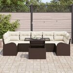 vidaXL Ensemble de canapé de jardin 8 Pièces Marron Poly rotin