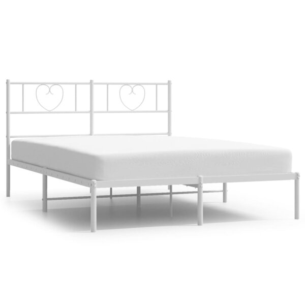 vidaXL Cadre de lit métal avec tête de lit blanc 140x200 cm