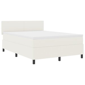 vidaXL Lit à Sommier avec matelas et lumière LED crème 140x200 cm en velours côtelé