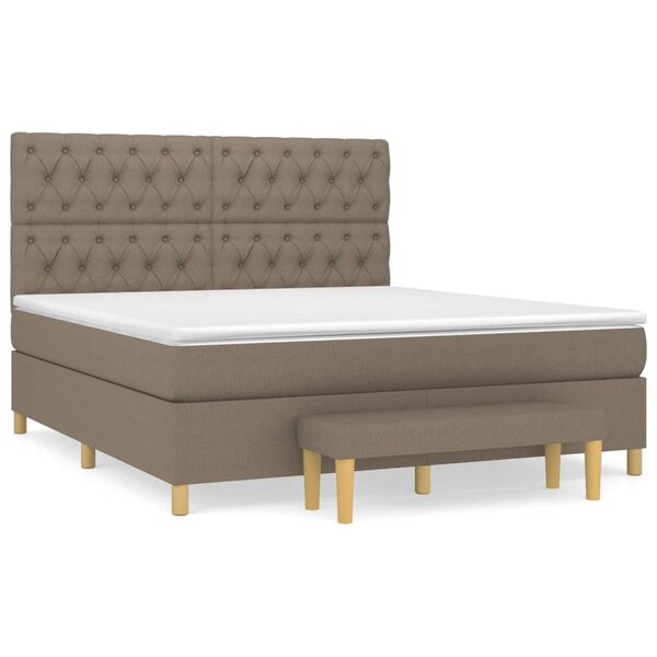 vidaXL Sommier à lattes de lit avec matelas Taupe 160x200 cm Tissu