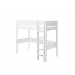 Flexa WHITE Lit mezzanine avec echelle droite 90 x 200 cm Barriere de securite classique Blanc