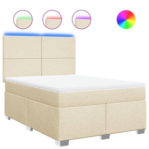 vidaXL Sommier à lattes de lit avec matelas Crème 160x200 cm Tissu