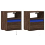 vidaXL Meubles TV muraux lumières LED 2 Pièces chêne marron 41x31x45 cm