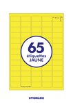 50 planches a4 - 65 étiquettes 38,1 mm x 21,2 mm autocollantes jaune par planche pour tous types imprimantes - jet d'encre/laser/photocopieuse