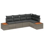 Ensemble de Canapés de Jardin 5 Pièces avec Coussins Gris Poly Rotin Acacia