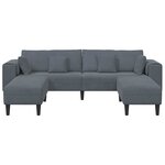 vidaXL Canapé en velours avec coussin 3 Pièces Gris foncé 208 cm Velours