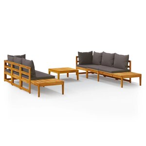 Salon de jardin meuble d'extérieur ensemble de mobilier 5 pièces avec coussins gris foncé bois d'acacia 02_0016394
