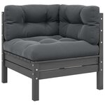 vidaXL Canapé d'angle de jardin avec coussins anthracite Bois de pin