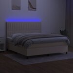 vidaXL Sommier à lattes de lit et matelas et LED Crème 160x200cm Tissu