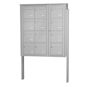 Bloc collectif Leabox  3x4  grade 3  simple face  extérieur  fixation sur pieds à sceller  gris clair ral 7035 finition brillante