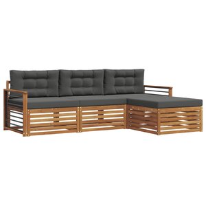 vidaXL Ensemble de canapés d'extérieur 4 pc Naturel et Anthracite