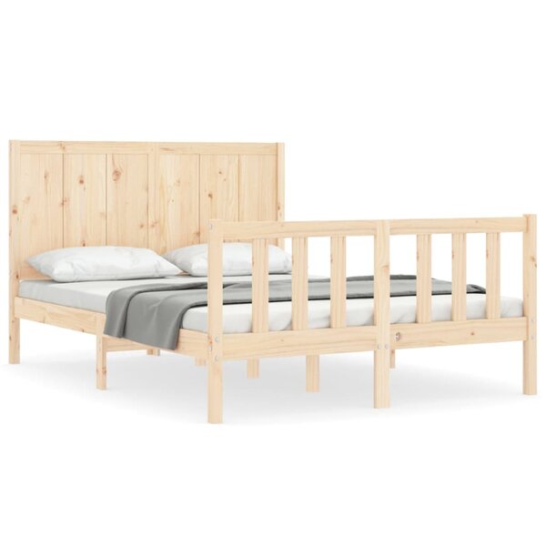 vidaXL Cadre de lit avec tête de lit 140x190 cm bois massif