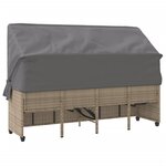 vidaXL Chaise longue avec auvent et coussins beige résine tressée