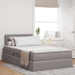 vidaXL Lit avec rangement et LED avec matelas Taupe 120 x 190 cm tissu